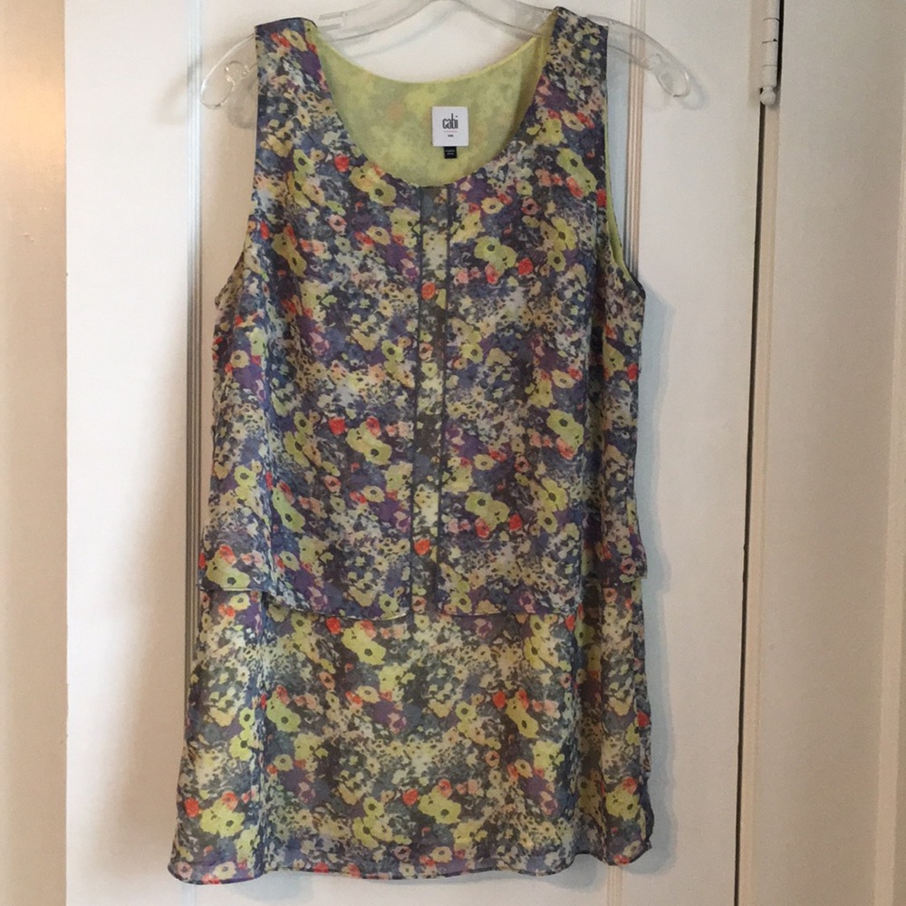 Cabi Positano floral sleeveless blouse.